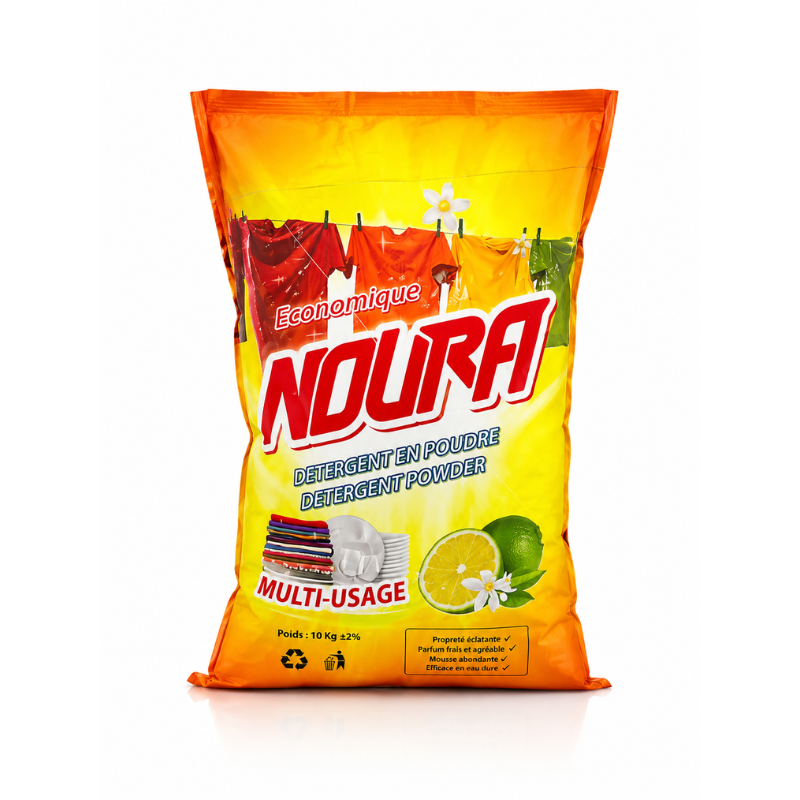 Détergent en Poudre NOURA Multi-Usage – 10 kg (Parfum Citron & Fleur d'Oranger)